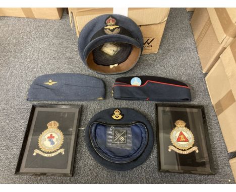 WWII RAF. A WWII RAF SD hat belonging to Flight Lieutenant B.E.J. Hyde, gilt metal RAF insignia and embroidered crown, brown 