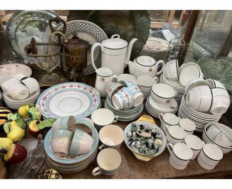 A large lot including a Wedgwood metalised part tea service together with a Wedgwood part coffee set, other part tea sets, po
