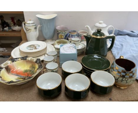 Poole pottery vases together with part tea sets, plates, vases etc 