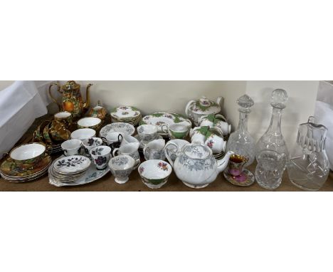 A Royal Albert Masquerade pattern part tea service together with a Royal Albert Silver Maple pattern part tea service, Parago