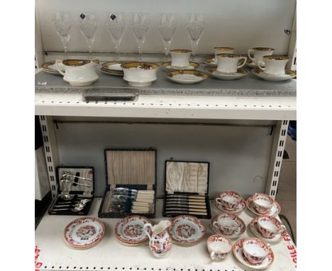 A Paragon part tea service together with Edinburgh crystal wine glasses, another part tea set, Rolls razor, cased flatware et