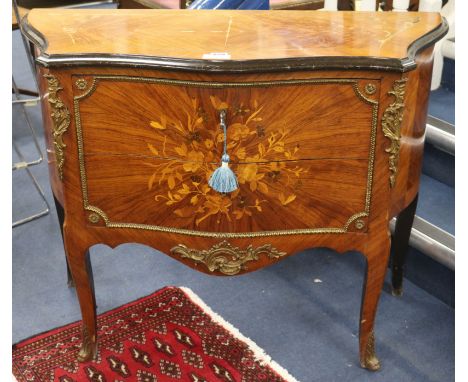 A French marquetry commode, W.95cm