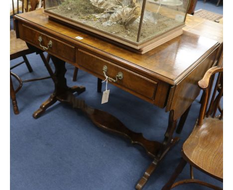 A burr walnut sofa table, W.97cm