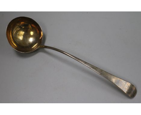 A George III Old English pattern silver soup ladle, London 1776, Thomas Chawner