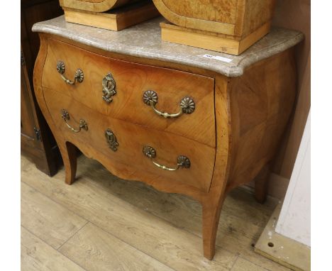 A marble top French commode chest W.98cm