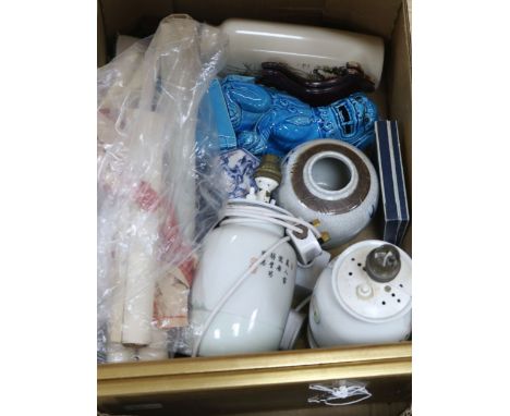 A group of Chinese ceramics, scroll paintings, etc