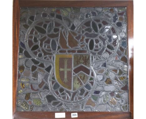 A Victorian stained glass heraldic panel