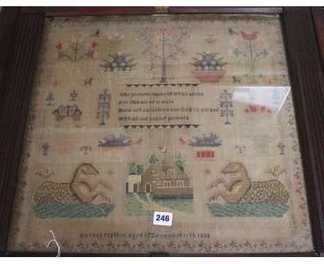 A large sampler dated 1838, by Hannah Matkin