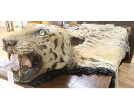 A tiger skin rug, Length approximately 300cmProvenance: circa 1890-1900, Roscoe Allen, engineer in India died 1912 in a hunti