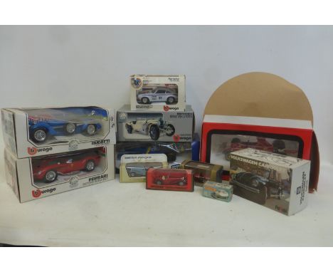 A selection of boxed die-cast models including a Bugatti Type 59.
