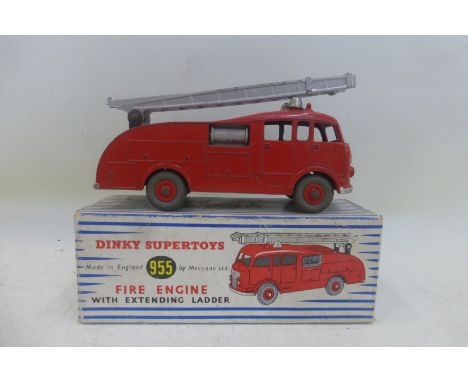 DINKY SUPERTOYS - Fire Engine, no. 955, fair to good in a fair striped box.