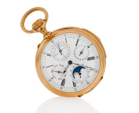 COSANDIER FRÈRES &amp; COPocket watch.Switzerland, ca. 1900.Hand wound. 750/- yellow gold, enamel dial, hands blued. total we