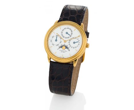 AUDEMARS PIGUETMen's watch.Switzerland, ca. 1990. Automatic. 750/- yellow gold, leather strap, original thorn clasp, dial pri