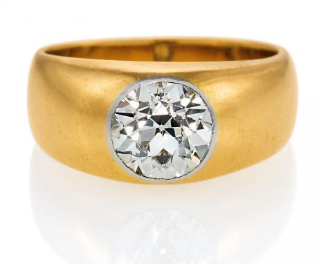 C. A. BEUMERS1860 - 1928Solitaire-Ring. Germany, ca. 1910. 585/-yellow gold, total weight: 9.5g. EU-RM: 54.5. 1 diamond in ol