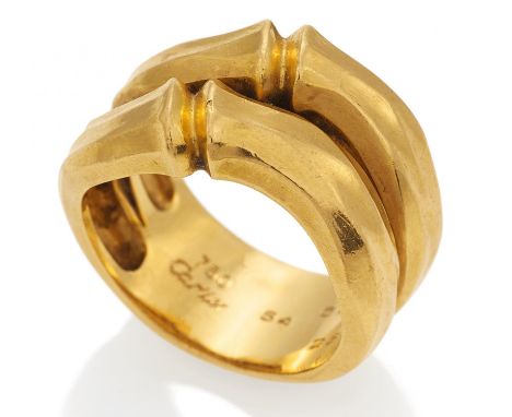 CARTIERBamboo. Gold-Ring. France, ca. 1980. 750/- yellow gold, total weight: 15.0g. EU-RM: 54. Signed on inside. Explanations