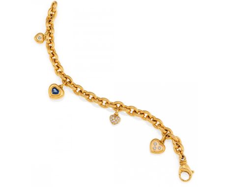 CHOPARDHappy Diamonds. Sapphire-Diamond-Bracelet. Switzerland, ca. 1990. 750/- yellow gold, total weight: 41.0g. L.ca. 20.5cm