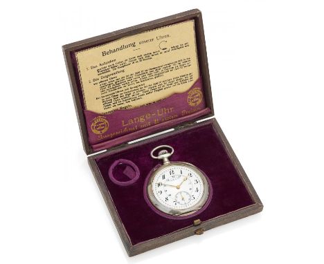 DUF A. LANGE &amp; SÖHNEPocket watch.Germany, ca. 1920.Hand wound. 900/- silver, enamel dial, three parts, hands golden. tota