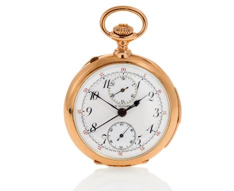 A. NICOLETPocket watch.Switzerland, ca. 1900. Hand wound. 585/- red gold, enamel dial, hands black, blued. total weight: 86.0