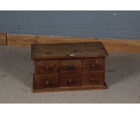 20th century pine table top chest, fitted six small drawers, 65cm wide, 34cm deep, 32.5cm high