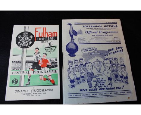 Football - Festival of Britain Tottenham v F K Austria 7/5/1951 and v Dinamo Yugoslavia 10/5/1951 (2)