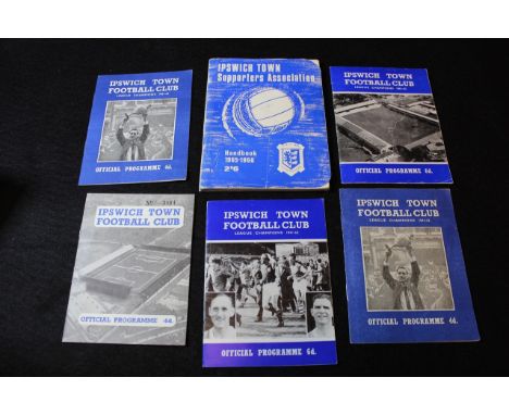 Football - Ipswich handbook 1965/66 signed to individual pictures by 13x players, plus 5x to rear pages (spine has tape), plu