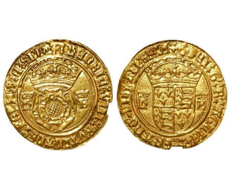 Henry VIII gold Crown of the Double Rose, h K both sides, mm. Arrow, Spink 2274, very small piece missing from extreme edge, 