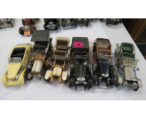 Six Franklin Mint die cast model cars to include a 1929 Rolls Royce Phantom 1