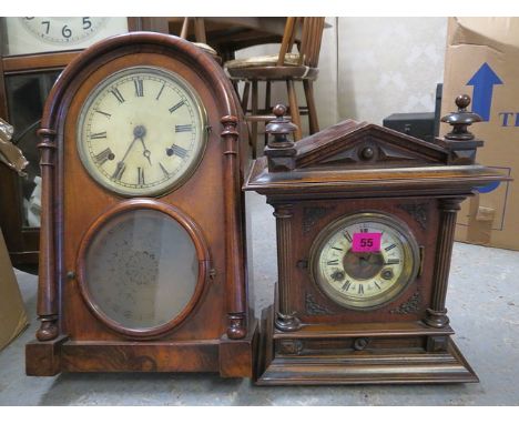 A late Victorian walnut cased bracket clock and a mahogany arched cased mantle clock