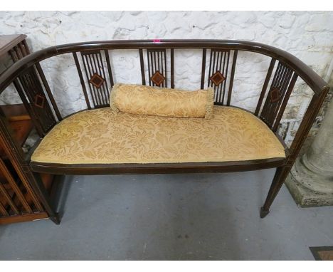 A late Victorian Sheraton revival inlaid mahogany two-seater sofa