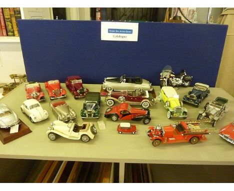 A group of Franklin Mint Solido and other makes, vintage die cast model vehicles and motorcycles