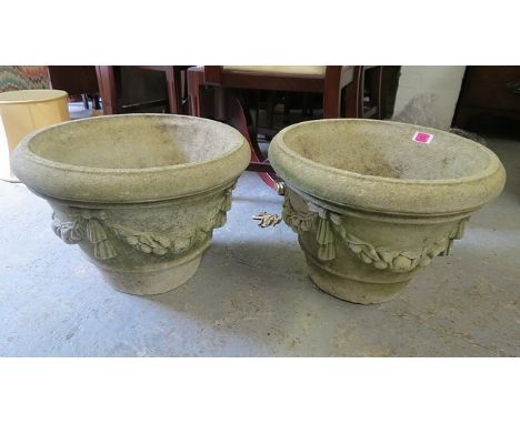 Two composition stone garden pots