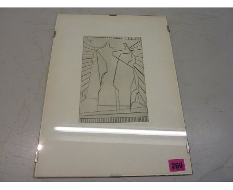 Seff Weidle - an abstract, two figures, limited edition print 17/40, signed in pencil and dated 1971, in a clip frame