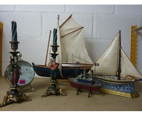 Marine and other related items to include a World Time mantel clock in the form of an oversized pocket watch, sailing vessel 