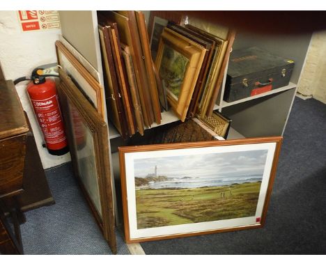 Pictures and prints to include Raymond Sipos- Turnberry print, 16 x 24, framed and others