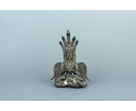 A bronze statue of Naga Kanya, 20th century. Of cast bronze depicting Naga Kanya, the serpent deity of Hindu and Buddhist tra