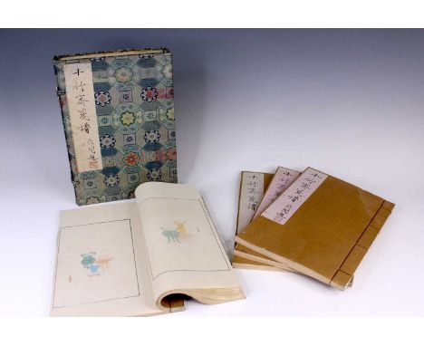 A set of Chinese wood-engraved albums, Shi Zhu Zhai Jian Pu (Ten Bamboo Studio Letter Paper Manual), published by Beijing Ron