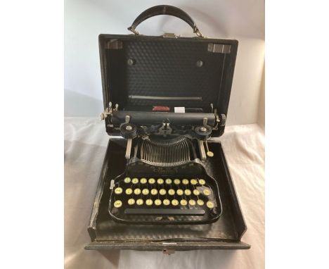 unusual small folding travel typewriter LC smith and Corona.in case.