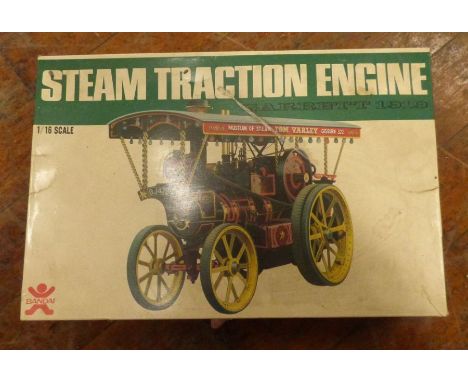 A 1/6 scale steam traction engine Garrett 1919, a plastic replica kit with box and instructions