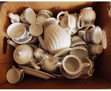 A large collection 20th C Myott Staffordshire tea set in the Rialto pattern , tea pots coffee pots, cups and saucers. Some mi