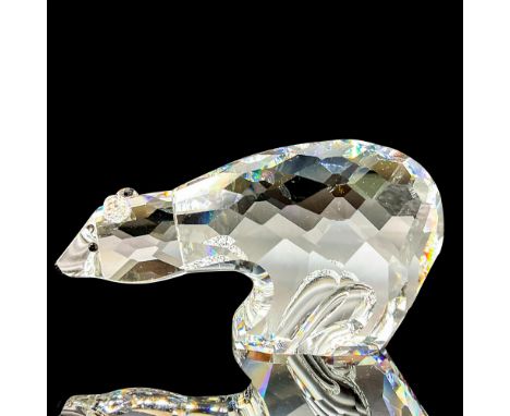 Lead crystal part of Kingdom of Ice and Snow series, made with jet crystal eyes. Swarovski etched backstamp. This item has it