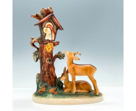 The Forest Shrine #183 TMK3 is a porcelain figurine hand-painted in matte finish, showcasing a deer looking up at a depiction