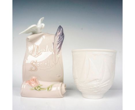 Includes Sailing the Sea votive in a matte finish designed in relief and Art Brings Us Together society plaque. Largest piece