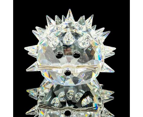 Lead crystal made with jet crystal eyes and silver metal whiskers. Swarovski etched backstamp. This item has its original box