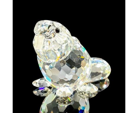 Lead crystal part of Endangered Species series, made with frosted crystal teeth and jet crystal eyes. Swarovski etched backst