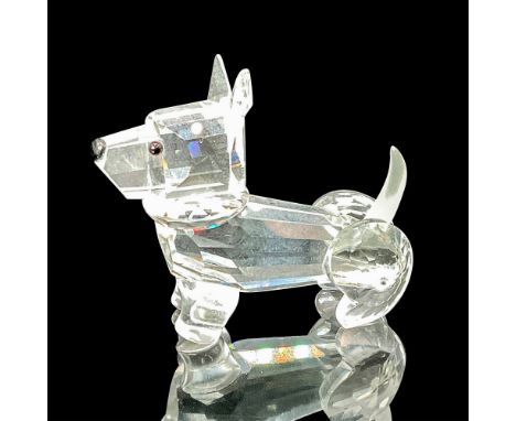 Lead crystal made with frosted crystal tail and jet crystal eyes. Swarovski etched backstamp. This item has its orignial box.