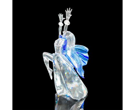 2002 Collectors Society Edition figural of Isadora Duncan. Beautiful clear body with blue crystal flowing cape. Swarovski bac