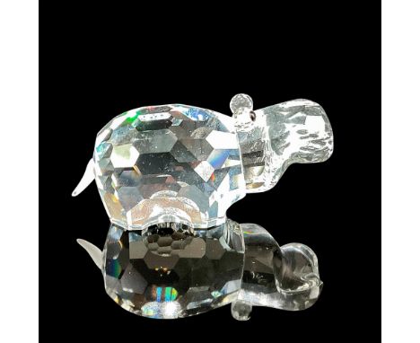 Lead crystal hippo part of African Wildlife series, made with frosted crystal tail and jet crystal eyes. Swarovski etched bac