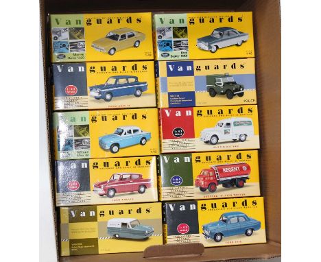 20 various boxed Vanguards 1/43 scale saloons and commercial vehicles to include a Steve McQueen Austin Mini Cooper S, a Land