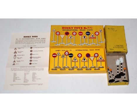 A Dinky Toys Accessory diecast group to include a complete set of Dinky Toys No. 771 International Road Signs, sold with a No
