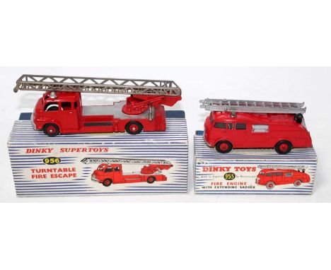 A Dinky Toys emergency services boxed diecast group to include a No. 956 turntable fire escape (repainted example in original